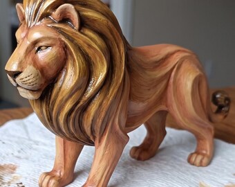 Lion Statue STL File, Detailed Mane Standing Lion Figure, 3D Printable Sculpture, Digital Download