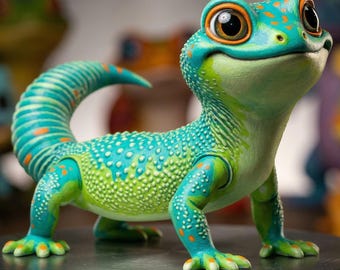Gecko STL File for 3D Printing, Lizard Figurine STL, Reptile Sculpture, Gecko Statue, Animal STL