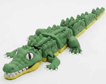 Flexi Crocodile STL, Articulated Crocodile 3D Print File, Flexible Alligator Toy STL, Detailed Reptile Model