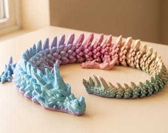 3D Printable Articulated Dragon STL, Flexi Dragon Model, Print in Place Dragon