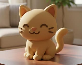 Kawaii Kitten 3D Print Model | Multi-Color Cat Figurine (STL 3MF)