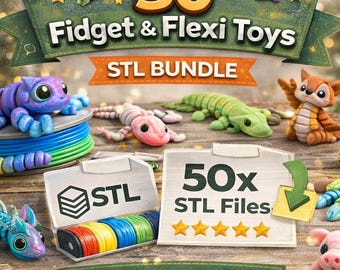 Mini Flexi Animals 50+, Articulated Animals Pack, 3D Printing Files, Fidget Toy 3MF Bundle