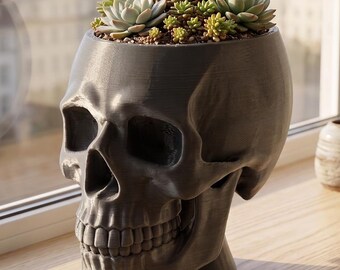 Realistic Human Skull Vase STL, Anatomical Skull Pot 3D Print Model, Skull Decor STL File, Halloween Decor Stl