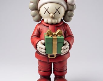 Santa K@WS Companion Figure STL File | X Eyes Character Holiday Statue | Gift Box 3D Print | Christmas Art Toy Digital Download