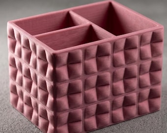 Aesthetic Quilted Pen Holder Stl, Makeup Organizer STL, 3D Print Desk Storage