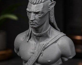 Gavatar Blue Figure Bust STL, Alien Warrior Bust, Fantasy Figurine Digital Download, 3D Print File, Character Bust, Tabletop Display Statue