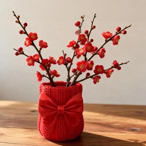 Knitted Vase STL, Sweater Planter, Cozy Home Decor, 3D Printable Vase, Cute Bow Pot, Crochet Pattern Vase, Crochet Pattern Pot, Pen Holder STL, Desk Organizer, Unique Gift Idea, Digital Download, 3D Printer File, unique flower vase