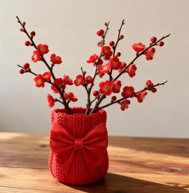 Knitted Vase STL, Sweater Planter, Cozy Home Decor, 3D Printable Vase, Cute Bow Pot, Crochet Pattern Vase, Crochet Pattern Pot, Pen Holder STL, Desk Organizer, Unique Gift Idea, Digital Download, 3D Printer File, unique flower vase