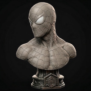 Busto de superhéroe araña STL, estatua para impresión 3D, descarga digital, figura imprimible estilo cómic, busto coleccionable