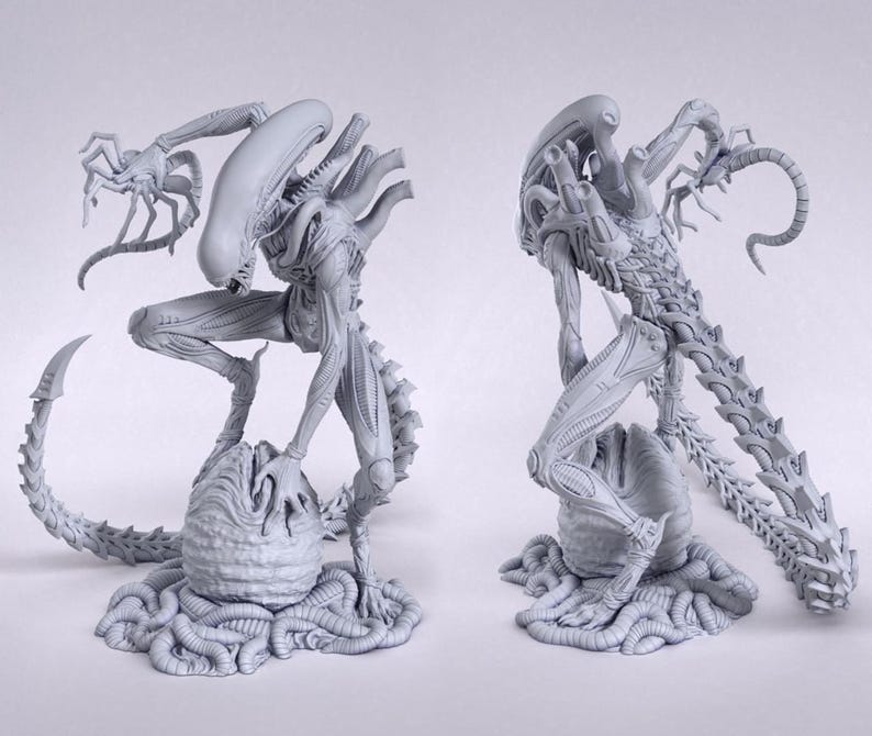 Alien Creature 3D Print STL File, Biomechanical Alien Monster Figure ...