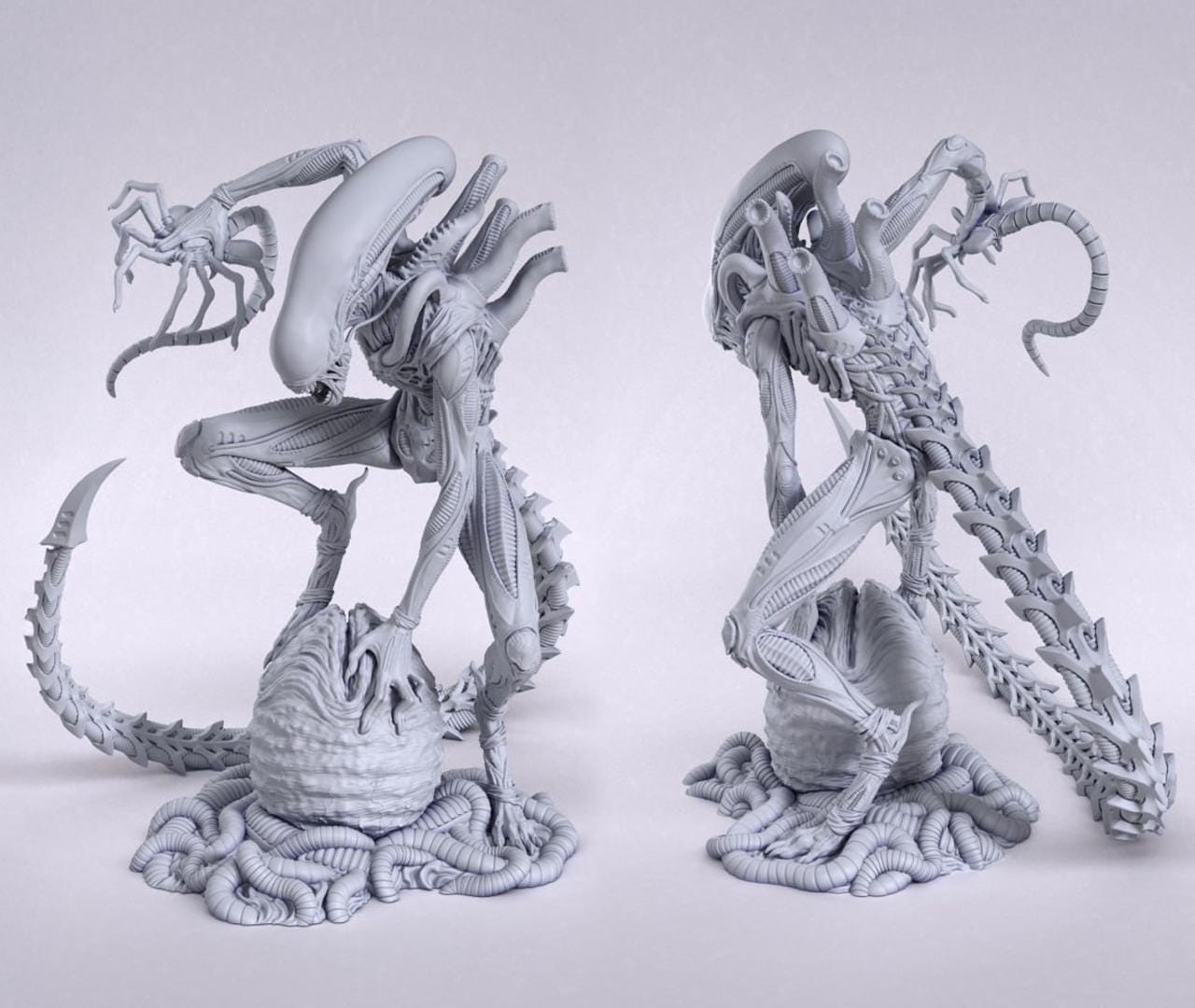 Alien Creature 3D Print STL File, Biomechanical Alien Monster Figure ...