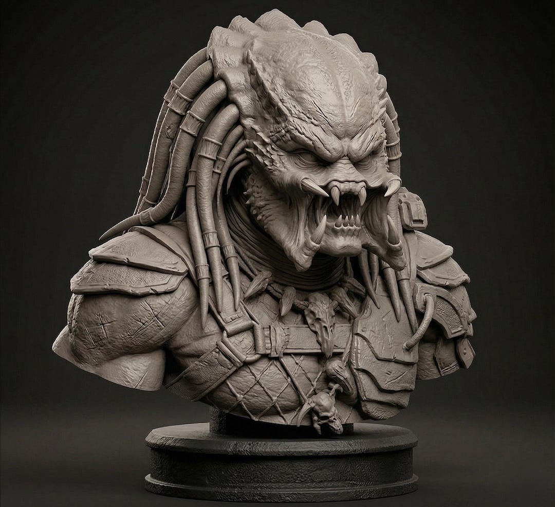 Alien Hunter Bust STL, Sci-fi Creature 3D Print Model, Sci-fi Trophy ...