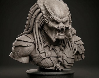 Alien Hunter Bust STL, Sci-Fi Creature 3D Print Model, Sci-Fi Trophy Sculpture, Alien Figurine