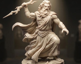 Zeus Statue STL 3D Print File, Greek God Sculpture, Mythology 3D Figure