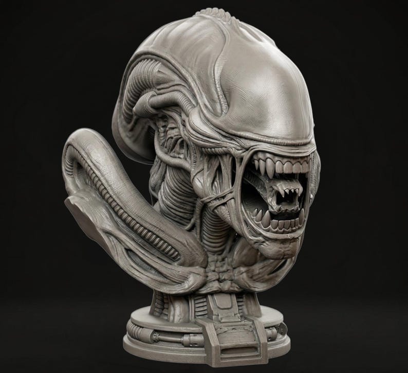 Alien Creature 3D Print STL File, Biomechanical Alien Monster Figure ...