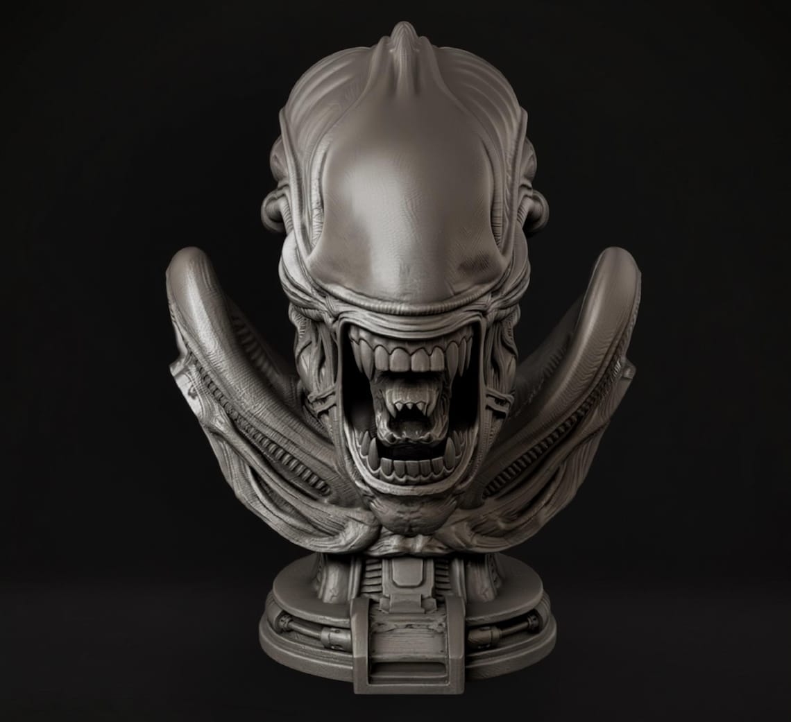 Alien Creature 3D Print STL File, Biomechanical Alien Monster Figure ...