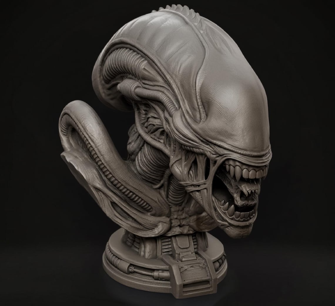Alien Creature 3D Print STL File, Biomechanical Alien Monster Figure ...