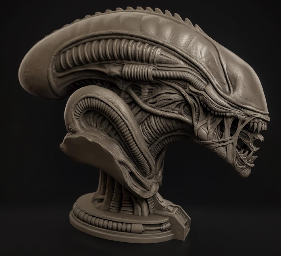 Alien Creature 3D Print STL File, Biomechanical Alien Monster Figure ...