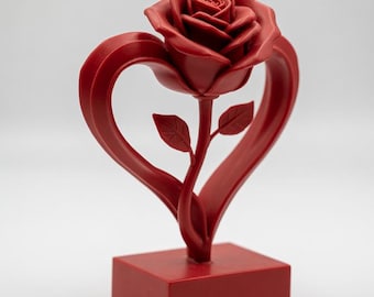 Rose Heart Sculpture STL File, 3D Print Valentine's Day Gift, Mother's Day Decor, Teacher Gift, Anniversary Figurine