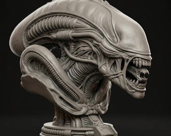 Archivo STL para impresión 3D de criatura alienígena, figura de monstruo alienígena biomecánico, archivo STL para impresión digital