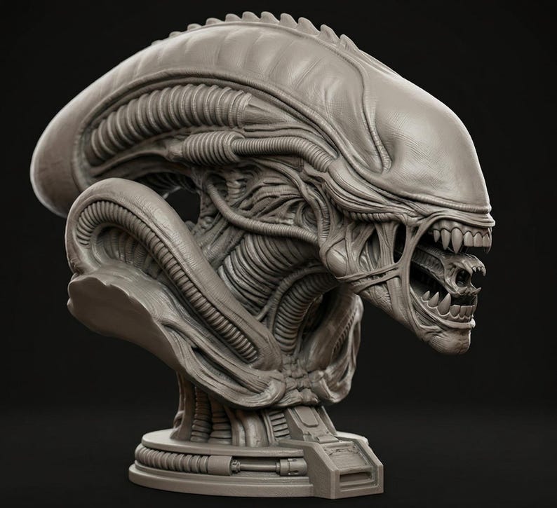 Alien Creature 3D Print STL File, Biomechanical Alien Monster Figure ...