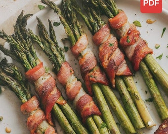 BEST Baked Bacon Wrapped Aspargus Recipe, Easter Dinner Recipe, Homemade Meal PDF Digital Download, Simple Bacon Recipe, Healthy Recipe
