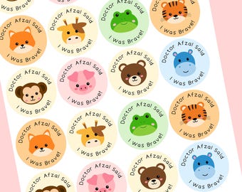 Personalised Brave Stickers | Medical Appointment Rewards | Doctor Nurse Hospital Kids Animal | 35mm Glossy