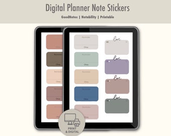 Digital Planner Sticky Note Tabs | GoodNotes Notification Stickers, Printable Digital Sticky Note Card, Reminder Sticker For Journaling