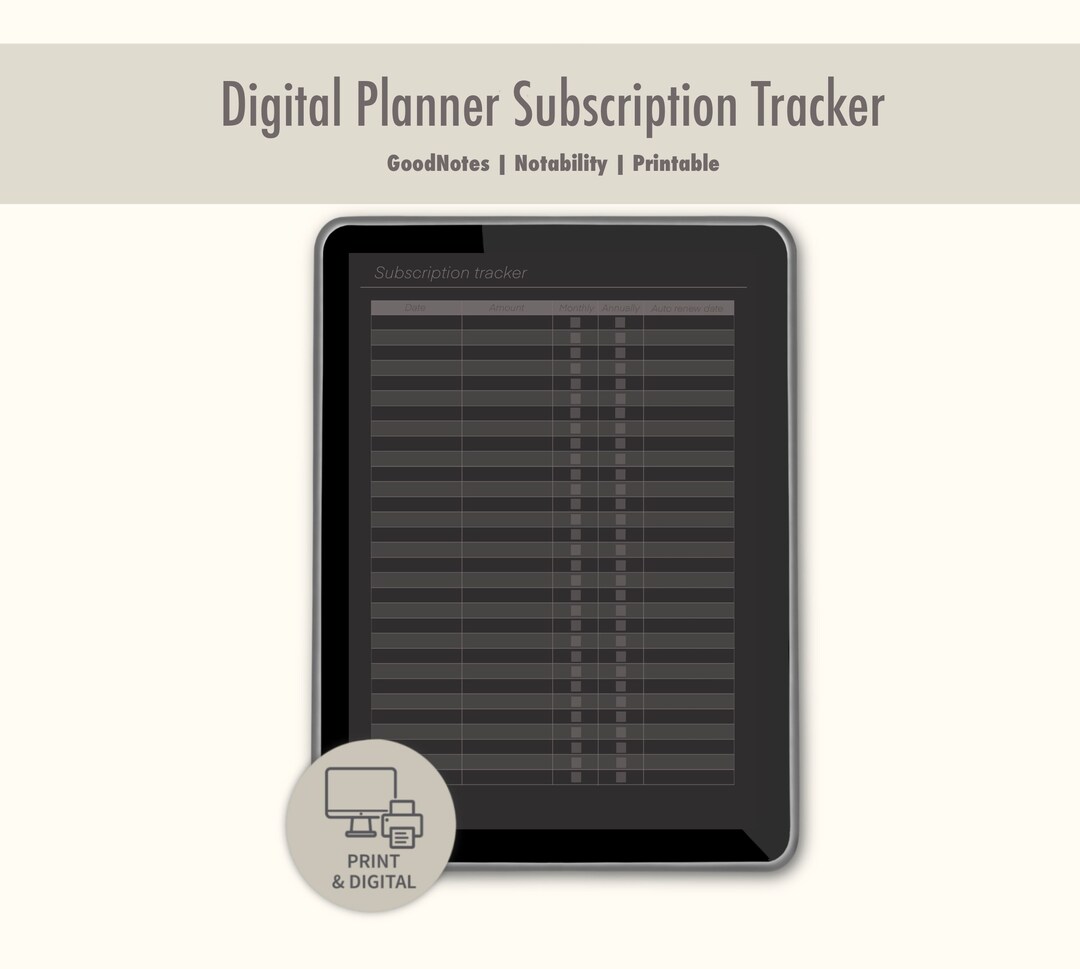 Digital Subscription Tracker | Goodnotes Planner Membership Tracker ...