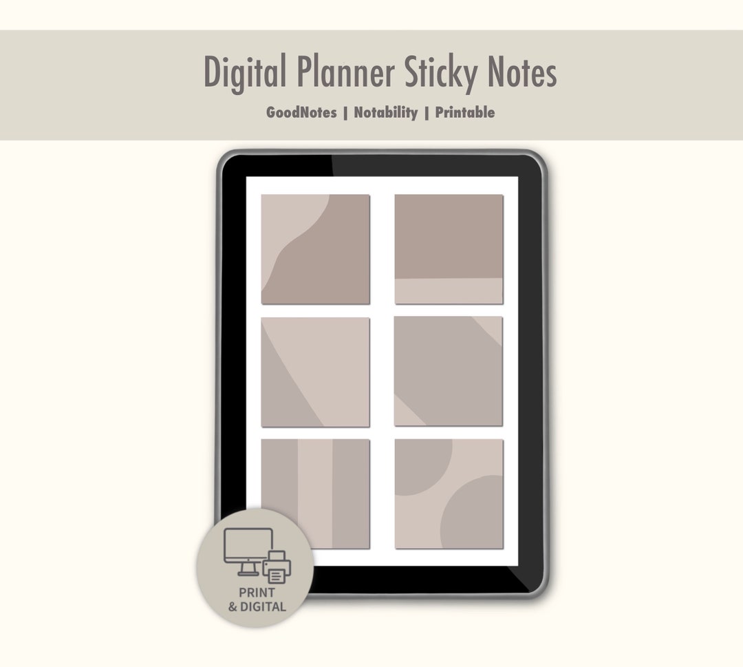 Digital Planner Abstract Sticky Notes | Neutral Tone Printable Sticky ...
