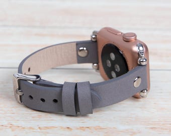 Leather Fitbit Band: Versa, Sense, Inspire, Charge - Slim Beaded Strap
