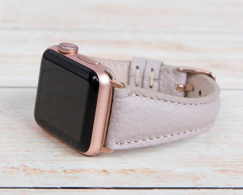 beige leather fitbit versa 4 3 2 1 sense  watch band