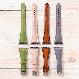 Leather Apple Watch Band 40mm 41mm 42mm 44mm 45mm 46mm 49mm, Slim iWatch Strap Series 10 9 8 7 6 5 4 SE Ultra 2, Birthday Gift for her