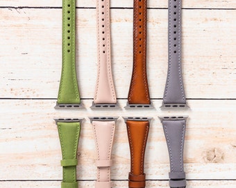 Apple Uhrenarmband aus Leder 40 mm 41 mm 42 mm 44 mm 45 mm 46 mm 49 mm, Slim iWatch Armband Serie 10 9 8 7 6 5 4 SE Ultra 2, Geburtstagsgeschenk für Sie