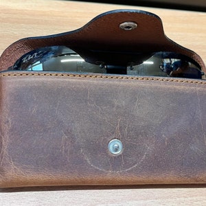 Genuine Leather Foldable Glasses Case, Hard Shell Eyeglass Case, Personalized Slim Sunglasses Case,  Anniversary Gift