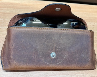 Estojo de óculos dobrável de couro personalizado: estojo rígido para óculos de sol