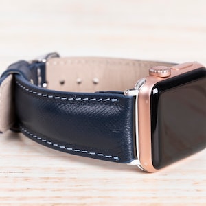Navy Blue Leather Apple Watch Band 38mm 40mm 41mm 42mm 44mm 45mm 46mm 49mm Ultra 2-1 series 10 9 8 7 6 5 4 3 2 1, iwatch strap men women