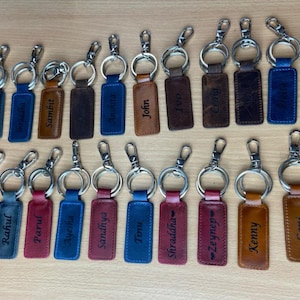 Personalized Leather Keychain, Customized Keychain,  Engraved Leather Key Chain, Groomsmen Key Ring Gift, Birthday Gift