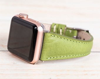 Grünes Lederarmband für Apple Watch 38 mm 40 mm 41 mm 42 mm 44 mm 45 mm 46 mm 49 mm , Geschenk zum Jahrestag für ihre Mutter
