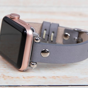 Gray Leather Apple Watch Band women 40mm 41mm 42mm 44mm 45mm 46mm 49mm compatible with iwatch series 10 9 8 7 6 5 4 SE Ultra 2-1