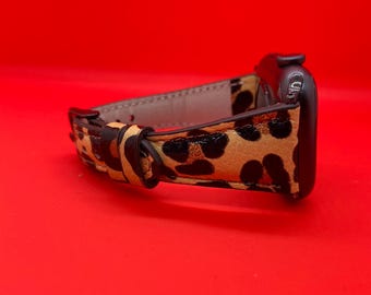 Leopard Leder Apple Uhrenarmband 40 mm 41 mm 42 mm 44 mm 45 mm 46 mm 49 mm für Frauen, Leopardenmuster iWatch Armband, Geburtstagsgeschenk für Sie
