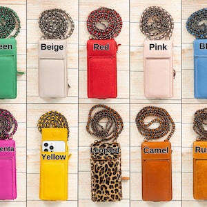 Leder Cross Body Handytasche, iPhone Handytasche, Crossbody Handytasche, iPhone Kartenhalter, Personalisierte Handytasche für Mama