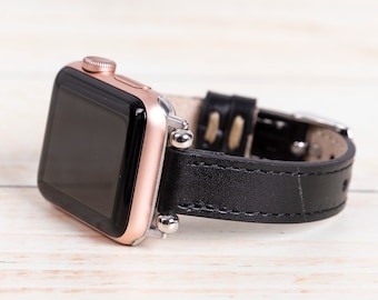 Slim Leather Apple Watch Band: Beaded iWatch Strap
