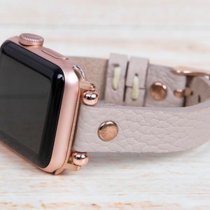 Leather Apple Watch Band women 40mm 41mm 42mm 44mm 45mm 46mm 49mm, Slim Mink Band Bracelet Gift for her