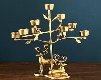 Vintage Brass Reindeer Candelabra
