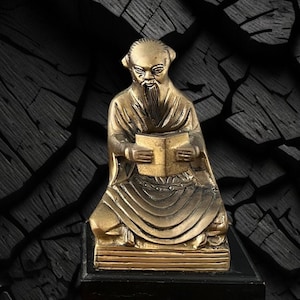 Brass Chinese Elderly Man Sculpture