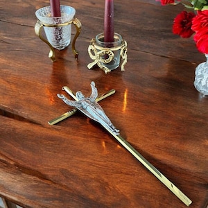 Brass & Pewter Vintage Wall Hanging Crucifix