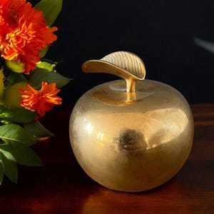 Oversized Brass Apple Paperweight