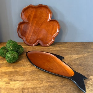 Set of 2 MCM Wooden Serving Tray