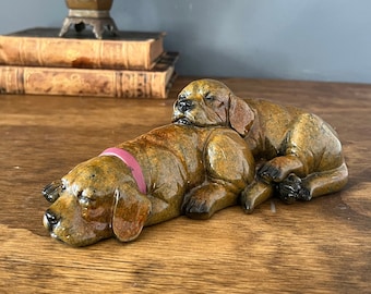 Vintage Retriever Puppies Figurine